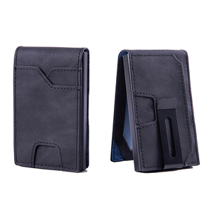 Carteira Masculina Slim Minimalista Bifold com Bloqueio RFID em Couro PU e Fecho Magnético de Alumínio Metálico - Porta-Cartões e Clipe para Dinheiro - Product Image 1