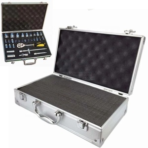 Portable aluminum tool box outdoor safety equipment case instrument box Suitcase hardware storage box with pre-cut sponge