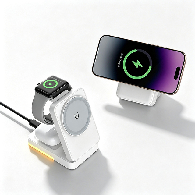 3 in 1 Wireless Charger Stand Fast Charging Station 15W Wireless Charging for Phone Watch Earbuds Desktop Charger