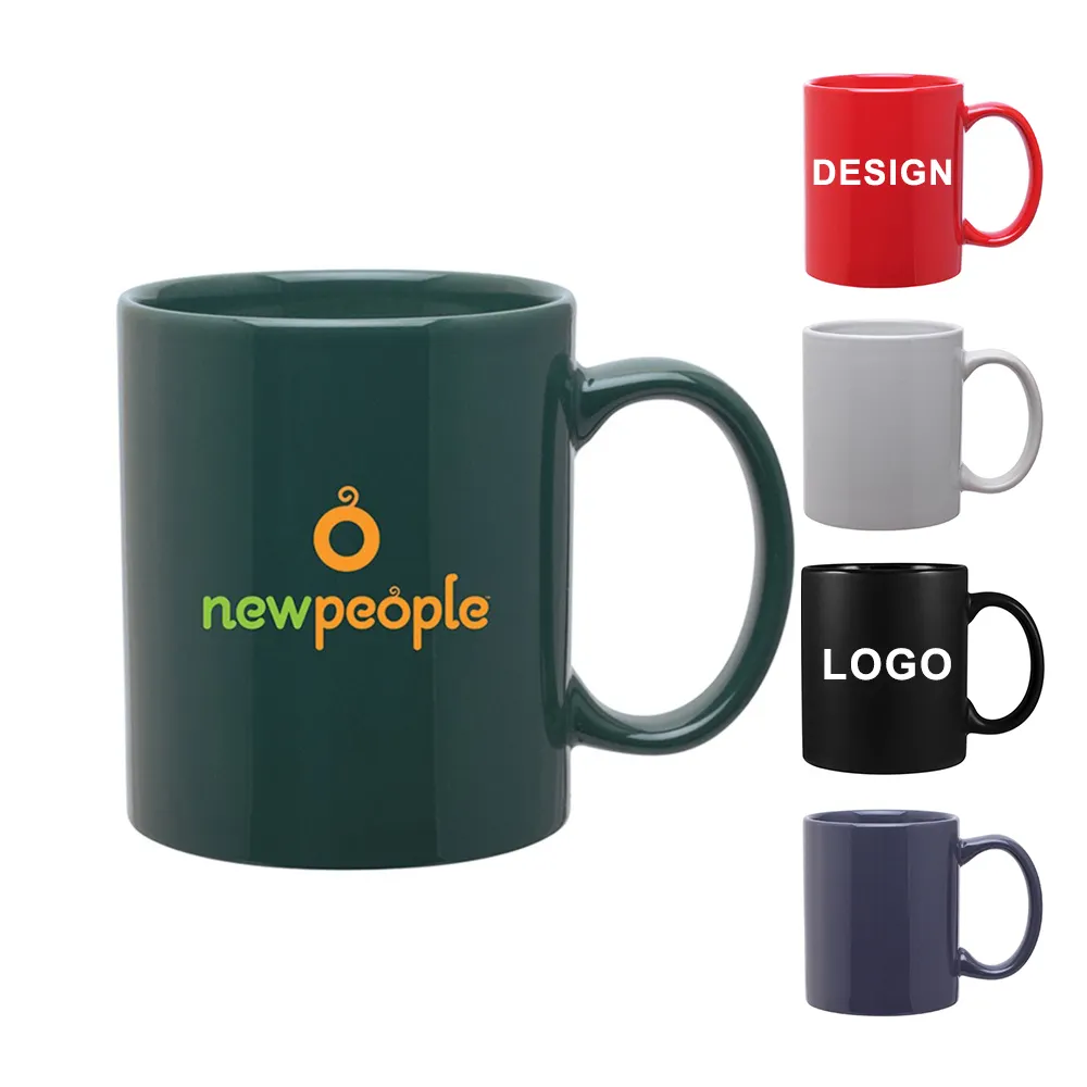 Tasse imprimée avec logo personnalisé Tasse en céramique de café de marque en porcelaine blanche à cadeau promotionnel Ensemble avec logo