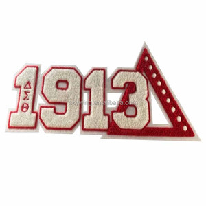 Stock all'ingrosso ciniglia 1913 Set <span class=keywords><strong>rosso</strong></span> Delta confraternita lettere greche ricamate ferro su toppa per giacca - Product Image 3