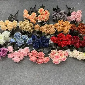 Fabrik liefern Seide Rose schwarz rosa rot Seide Rose Bouquet 7 Köpfe Rosen künstliche Blumen