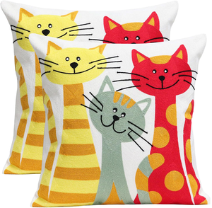 Funda de Almohada Cuadrada Moderna Decorativa con Bordado Abstracto de Animales, Reversible, de Algodón, Personalizable, con Cierre de Cremallera, para Uso en el Hogar y Hoteles - Product Image 1