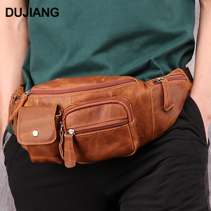 Bolso de Cintura de Cuero Genuino para Hombre, Estilo Retro Multifuncional de Gran Capacidad, Color Chocolate Marrón - Product Image 5