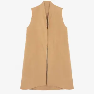 Side Slit Pockets Inverted Back Pleat Oversized Women's Vests & Waistcoats Long Plus Size Jackets Sleeveless