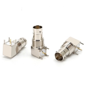 <strong>BNC</strong> Thru Hole Female Bulkhead <strong>Right</strong> <strong>Angle</strong> RA PCB Mount RF Coaxial Connector - Product Image 1