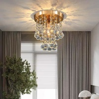 Luminaires de plafond modernes en forme carrée avec boule de cristal rotative pour couloir, allée, entrée, hôtel, restaurant, villa