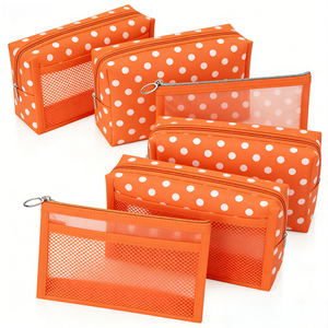 थोक पारदर्शी नायलॉन जलरोधक जाल कॉस्मेटिक बैग स्टेशनरी पाउच कस्टम जाल बैग लोगो यात्रा मेकअप भंडारण बैग के साथ - Product Image 4