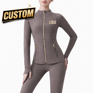 Camiseta de Yoga de Manga Larga Personalizada para Mujer con Bolsillo, Elástica, de Secado Rápido y Transpirable, para Fitness, OEM, ODM, Logotipo Personalizado - Product Image 2