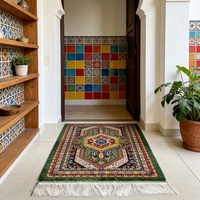 Direct From Factory Modal Dark Green Persian Tribal Pattern Floor Carpet and Rugs with White Tassel 60*90cm