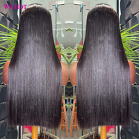 Peluca de Cabello Humano Natural Virgen Vietnamita de Doble Trama con Cierre Frontal de Encaje HD, Sin Pegamento, Liso Extremo, para Mujeres Negras