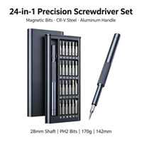 Kit de tournevis magnétique de précision 24-en-1 de qualité supérieure, embouts en acier allié Cr-V, garantie 3 ans, étui rigide, pour téléphones sophistiqués