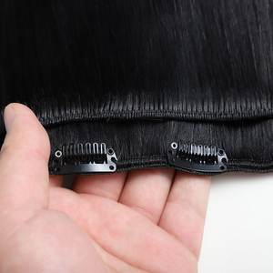 2025工厂批发高品质全头100% 天然真人头马印度头发无缝夹接发供应商 - Product Image 5