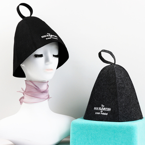Vente en gros Chapeau de sauna écologique en feutre doux et réutilisable avec bonnets de douche avec logo personnalisé - Product Image 3
