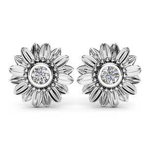 Eleganti Orecchini a Perno a Forma di Girasole per Donne, Orecchini con Pietre Scintillanti, Gioielli alla Moda per Ufficio e Uso Quotidiano, Vendita all'Ingrosso - Product Image 6