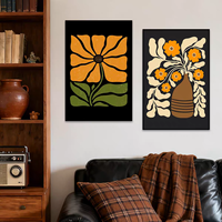 Art mural floral scandinave pour salon, chambre à coucher, peinture abstraite de fleurs colorées, décoration de la maison