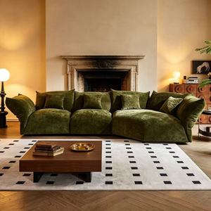 Sofá seccional curvo de terciopelo verde oliva premium, sofá modular extragrande para sala de estar - Product Image 5