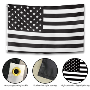 Drapeau américain noir et blanc, bannière monochrome étoilée et rayée pour une décoration minimaliste, bannière étoilée noire et blanche - Product Image 3