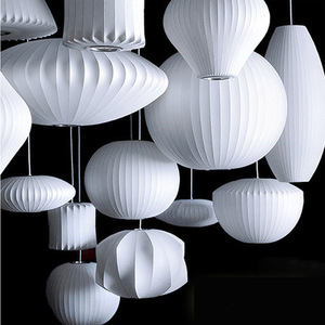 Qianmao Fabric Pendant <b>Light</b> White Led Chandelier For <b>Dining</b> Room And Living Room New Chinese Style - Product Image 3