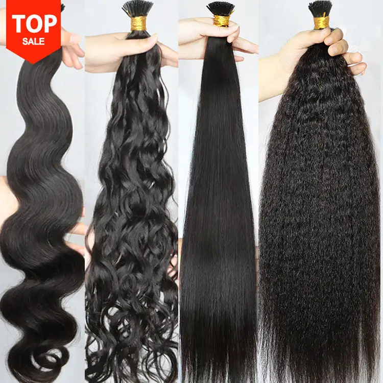 I Tip Extensions de cheveux bouclés Remy Straight I Tip Extensions de cheveux brésiliens 2G Brins I Tip Extensions de cheveux