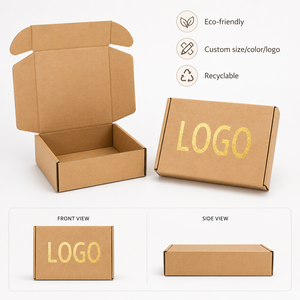 Eco Friendly Kraft Corrugated Mailer <b>Boxes</b> Custom Gold Foil Logo Shipping <b>Boxes</b> Recyclable Foldable <b>Boxes</b> for <b>Clothes</b> Packaging - Product Image 2