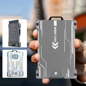 Тонкий алюминиевый металлический кошелек для денег с держателем для ID-карт и защитой от RFID, вмещает до 15 карт - Product Image 5