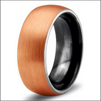 Klassischer 8mm 6mm Polierter Gebürsteter Roségold-Plattierter Maßgefertigter Gewölbter Gravierter Wolframcarbid Schwarzer Ehering