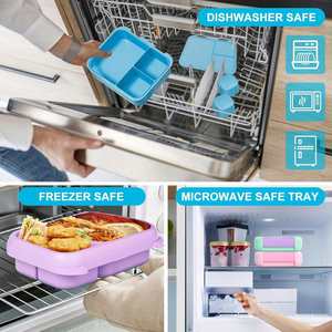 Cheap Cute Heatable Kids <b>Lunch</b> <b>Box</b> with 2 Water Bottles 2 <b>Compartments</b> Leakproof for School & Kindergarten Children - Product Image 4