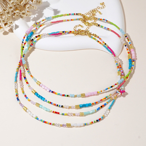 Go2boho collana di perline Multicolor con perline di vetro a strati girocollo per donne ragazze, Boho <span class=keywords><strong>gioielli</strong></span> da spiaggia con catena Extender - Product Image 5