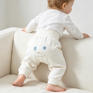 Pantalon <span class=keywords><strong>Harem</strong></span> Bébé en Pur Coton, Taille Haute, Protection Ventre, Motif Canard, Cheville Élastique, Entrejambe Ample, Pantalon <span class=keywords><strong>de</strong></span> Nuit pour Nourrisson - Product Image 2