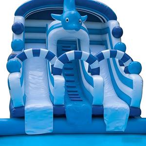 Tobogán Acuático Inflable de PVC de Grado Comercial con Diseño de Delfines, de 3 Carriles, para Niños - Product Image 6