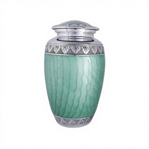 Urna Funeraria Verde con Detalles Plateados, Tamaño Adulto, Diseño Personalizable, Decoración para Mesa de Sala, Urna Conmemorativa para Guardar Cenizas - Product Image 1