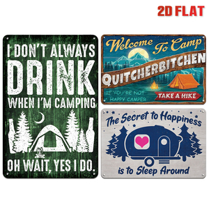 Juego de Letreros Metálicos Divertidos con Temática de <span class=keywords><strong>Camping</strong></span>, Decoración de Pared con Frases Retro para Campamentos al Aire Libre - Product Image 1