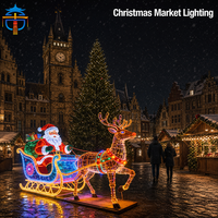 Riesige Outdoor-Weihnachts-Rentier-Schlitten-Laterne mit LED-Beleuchtung für Park, Platz und Garten