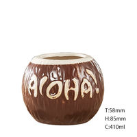 Mug isotherme personnalisable en porcelaine écologique de 500 ml, style hawaïen, en forme de noix de coco – Compatible lave-vaisselle et micro-ondes pour une ambiance tropicale