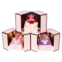 Dubbele deur roze lint teddybeer roos sieradendoos Valentijnsdag geconserveerde bloemen cadeau voor romantische momenten