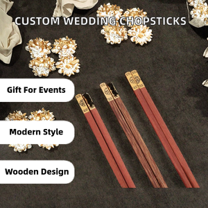 Traditional Chinese <b>Wooden</b> Chopsticks Red Round Smooth Surface Eco-Friendly Contemporary Design for Business Gifts - Product Image 2