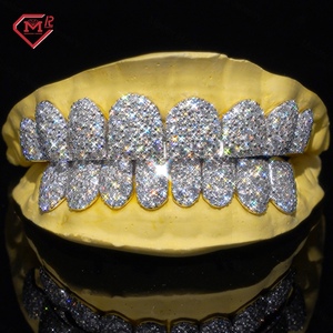 <span class=keywords><strong>Grillz</strong></span> Moissanite en Argent 925, <span class=keywords><strong>Grillz</strong></span> Dentaire Personnalisé 8 sur 8, Style Hiphop Diamant Moissanite pour Hommes - Product Image 1