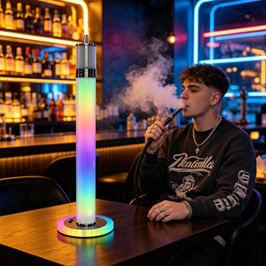 Chicha Lamppost Hookah en aluminium LED 85cm, sphérique en acrylique, nouveau design, base en verre de luxe, ensemble chicha allemand, en stock - Product Image 2