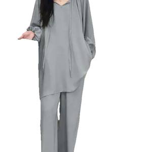 Ensemble <span class=keywords><strong>de</strong></span> Pyjama d'Été Ample et Respirant pour Femme – Taille Élastique, Logo Avant, Manches Longues, Tenue d'Intérieur Décontractée - Product Image 5