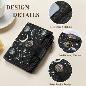 Cartera Bifold de PU con Bloqueo RFID para Mujer, Personalizada, con Cierre de Botón, Forro de Nailon, Corta, con Múltiples Ranuras para Tarjetas - Product Image 6