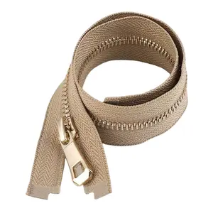 SAS时尚设计开口端3 #5 # cremalilera de金属长链定制标志尺寸彩色胶带黄铜齿金属拉链包