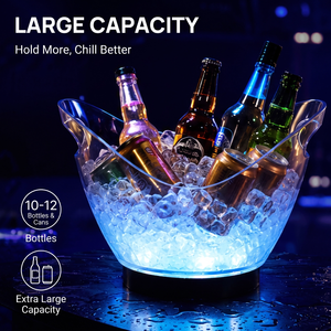 Seau à glace LED rechargeable pour fête, <span class=keywords><strong>4L</strong></span> 8L 12L, couleurs RGB, pour vin, champagne, bar, KTV, hôtel, logo personnalisé, transfert thermique, fourniture OEM - Product Image 5