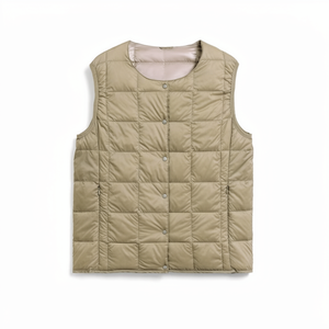 Chaleco Formal con Cuello Redondo y Botones para Hombre, Otoño/Invierno, Secado Rápido, Relleno de Plumón, Lana/Poliéster, Ropa Exterior para Hombres de Mediana Edad - Product Image 1