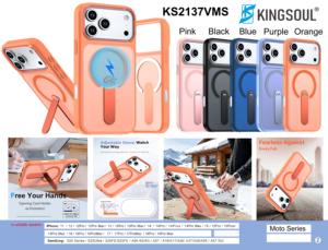 เคสโทรศัพท์แม่เหล็กพร้อมขาตั้งปรับได้ ที่ใส่บัตร  แบบโปร่งแสงด้าน ป้องกันการกระแทก - Product Image 1