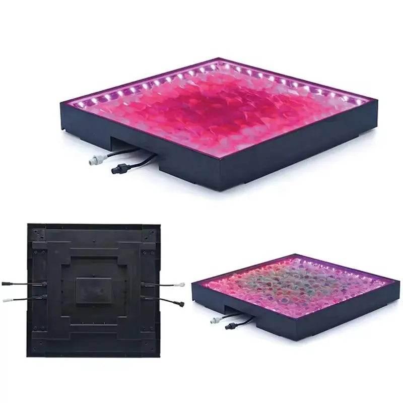 Wholesale price flower design decoration wedding 3d glass led dance floor with flowers to put flowers for events
