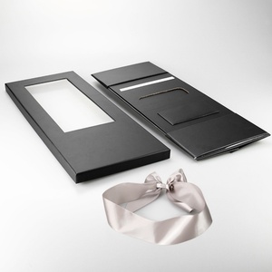 Boîtes cadeaux pliantes en carton noir portables en gros – Emballage papier tendance pour fleurs et autres articles avec impression en relief - Product Image 2