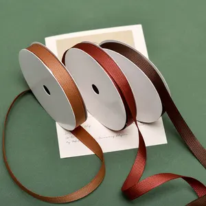 personalized brown custom silk wired gift satin grosgrain ribbons roll for gift wrap