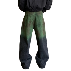 <span class=keywords><strong>Jeans</strong></span> larghi larghi stile <span class=keywords><strong>uomo</strong></span> moda stile Denim Color verde Aurora e nero - Product Image 4