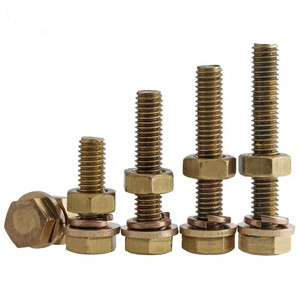 Pernos de combinación con almohadilla elástica plana de latón, sujetadores roscados hexagonales exteriores para equipos industriales - Product Image 2